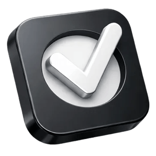 3D approval checkmark icon on the Grey Vaultholm about page